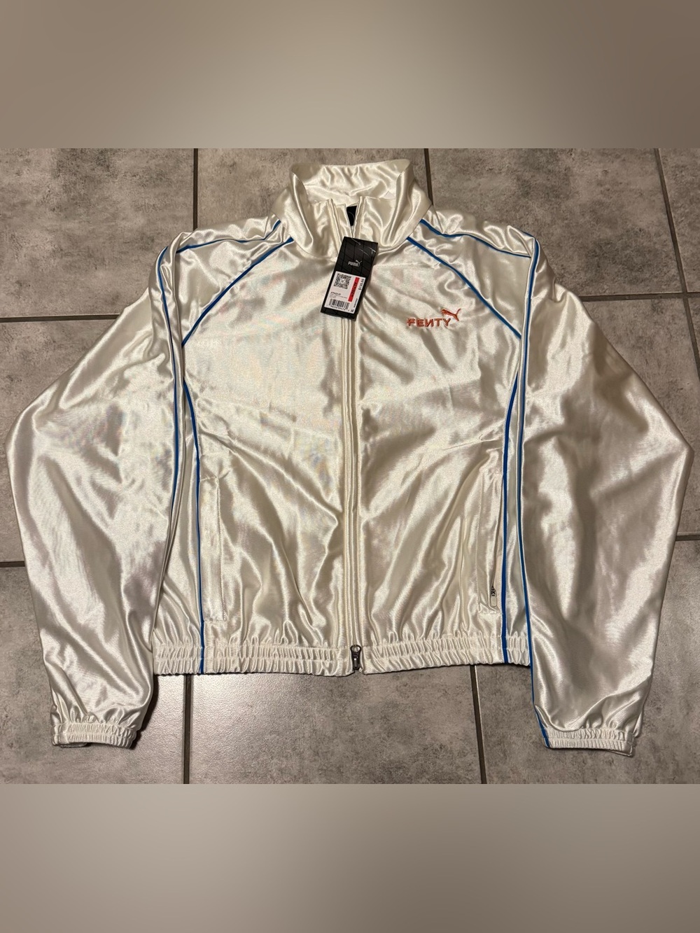 PUMA x FENTY T7 Piping Track Jacket Womens Size XS Warm White NWT